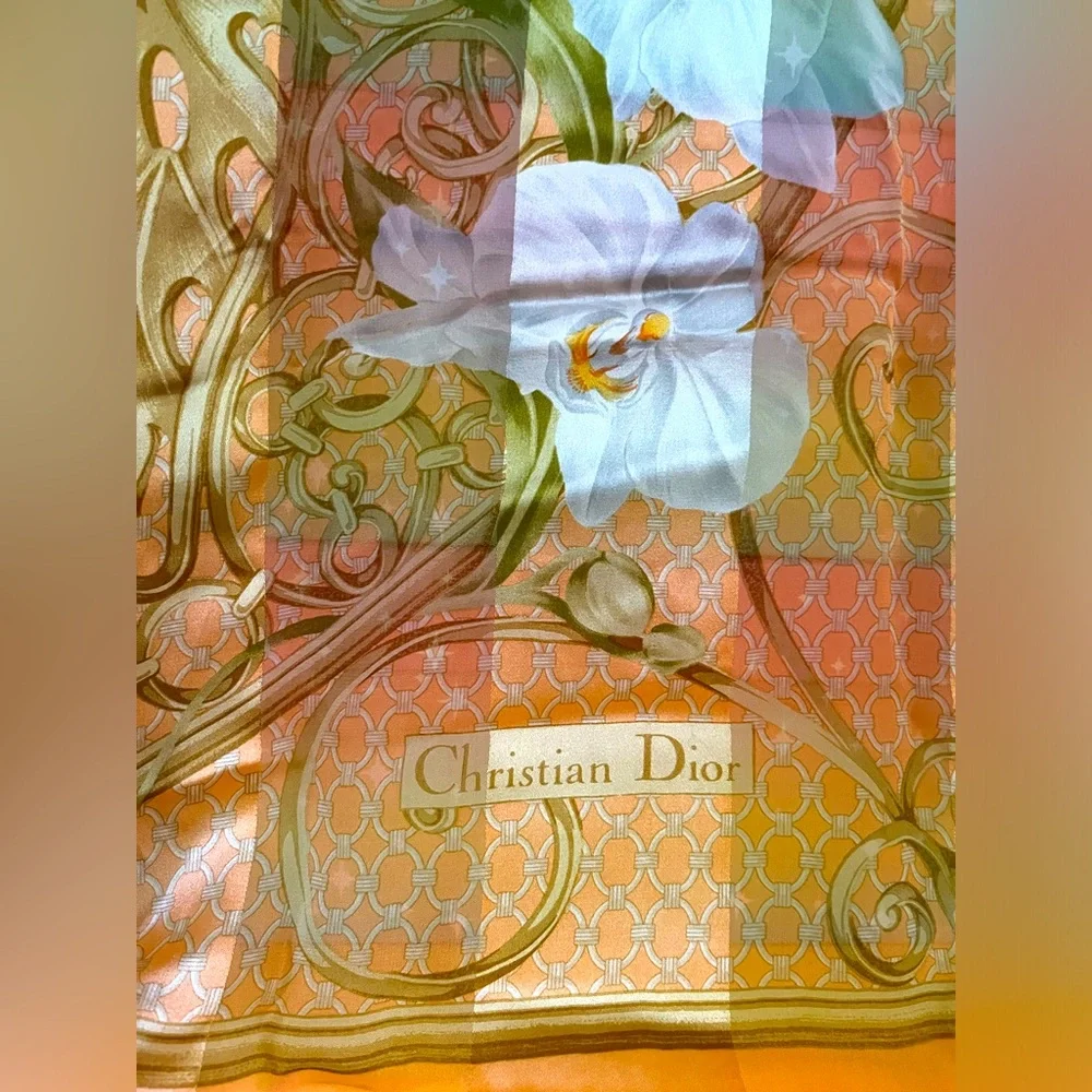 Christian Dior Floral Silk Scarf 34X34